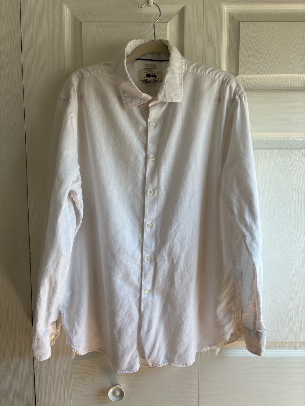 Joseph Abboud White Linen Cotton Dress Shirt Career Academia Event Modern Fit XL